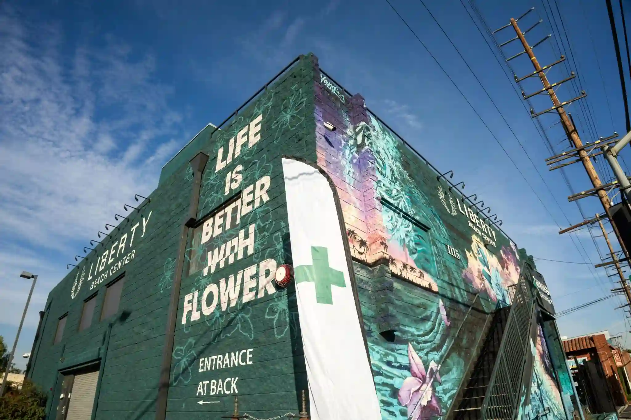 Liberty Beach Center dispensary exterior building side view