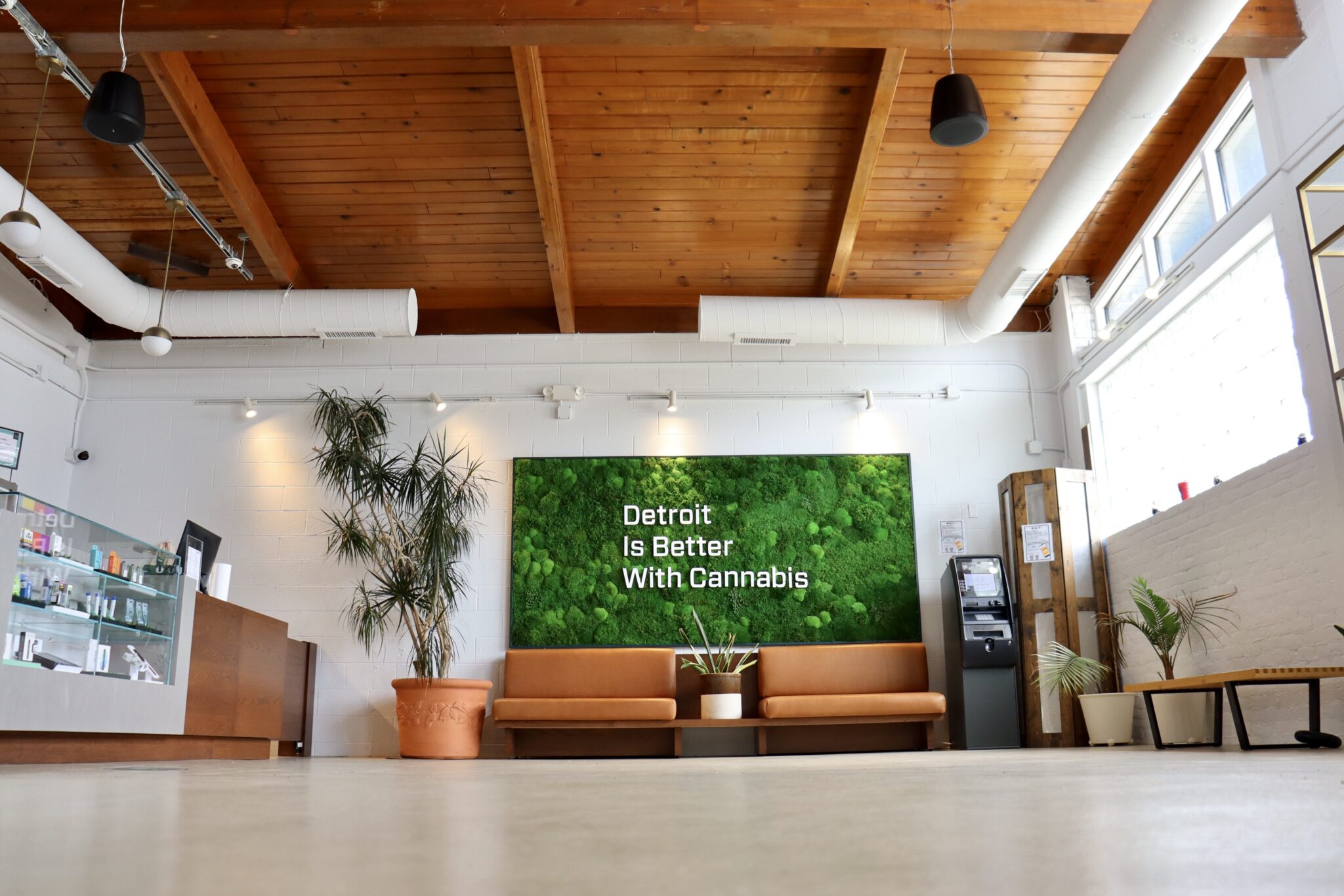 Liberty Detroit dispensary's interior and ATM on site