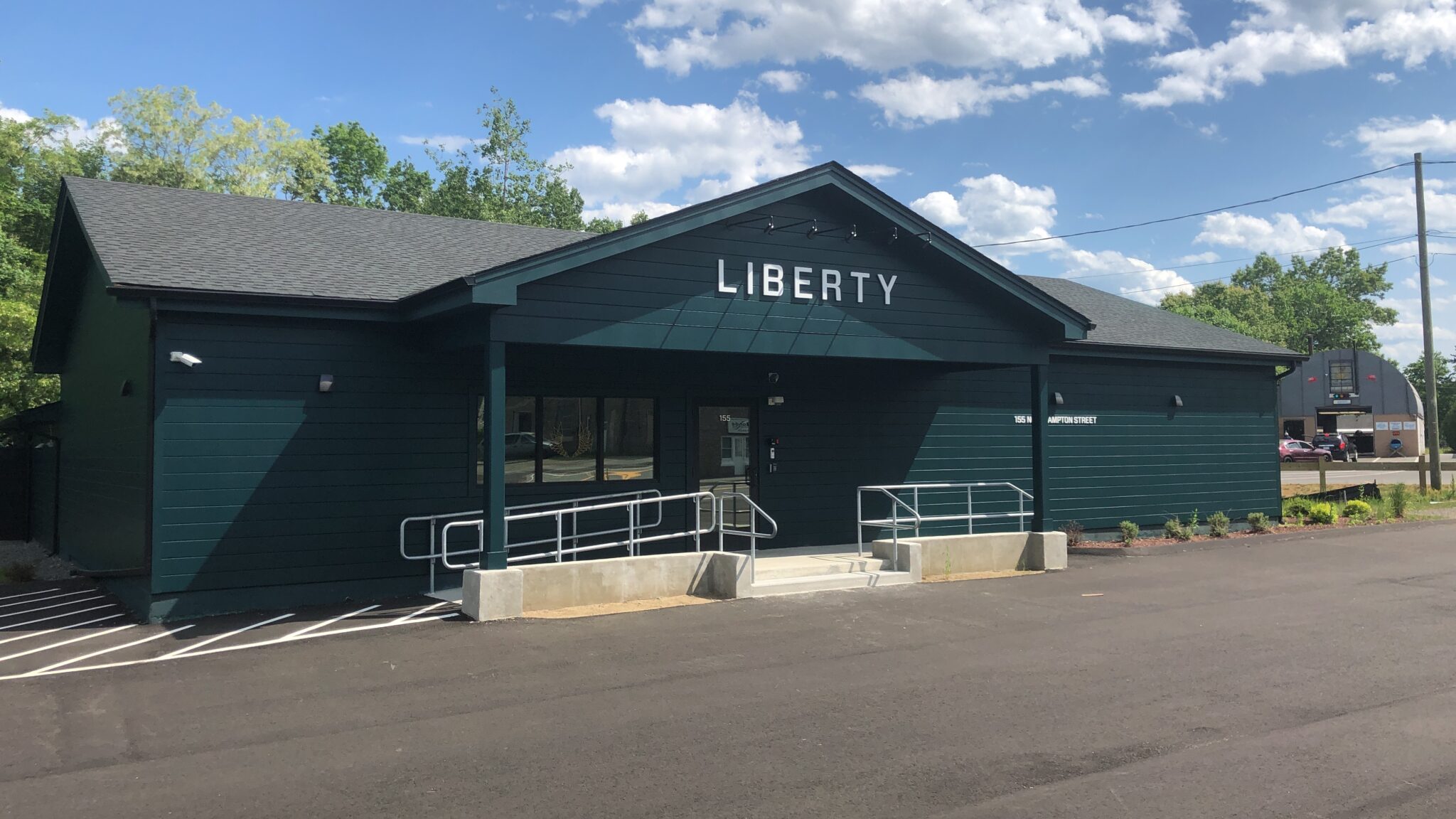 EH exterior 6.4.20 Exterior shot of Liberty's dispensary in Easthampton