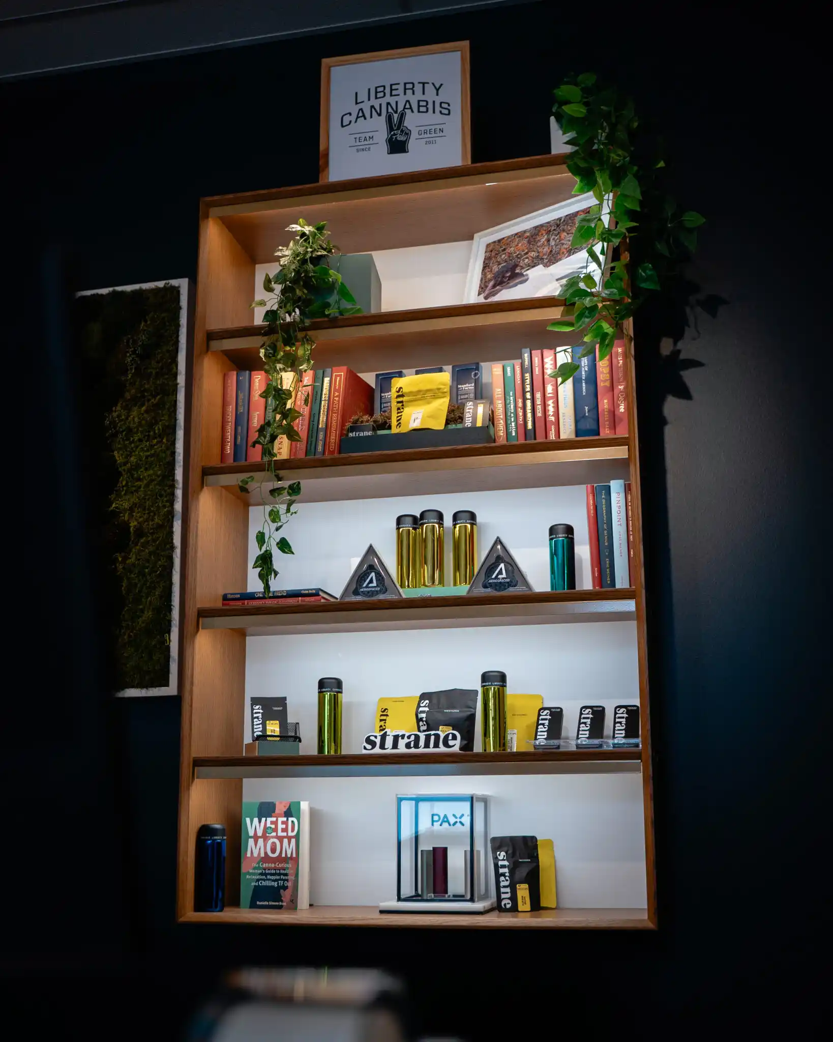 Display shelves inside a Liberty Pennsylvania dispensary