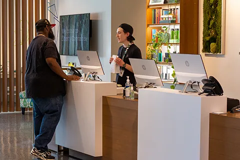 Team member serving a customer at the Liberty Philadelphia Location