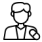 Green line icon of a medical person