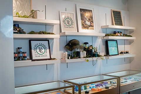 Accessories and other products displayed in Liberty Bensalem Dispensary