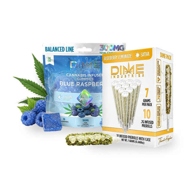 Pack of Dime Industries Edibles and Pre Rolls